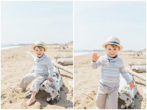 fashionable boy and girl toddler portrait session at the beach at reid state park in georgetown, maine, children's portrait photographer