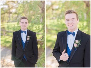 monmouth academy junior and madison high school junior taking pictures together before prom in maine