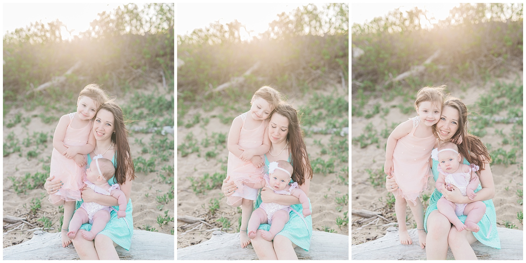 mommy and baby standing on the beach for a mommy and me session with her daughter