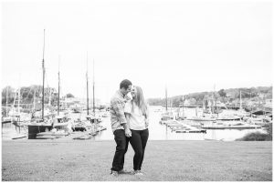 maine wedding photographer, camden harbor and amphitheater engagement session in maine