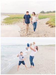 white sandy footbridge beach is perfect for family photos in ogunquit maine by maine family photographer